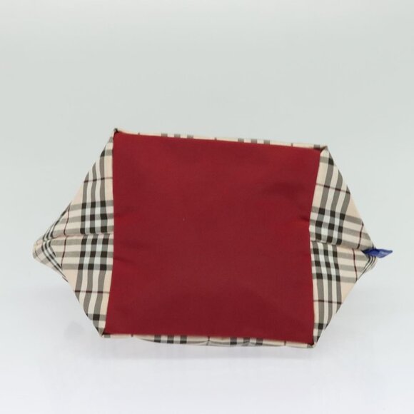 BURBERRY Nova Check Blue Label Tote Bag Nylon Beige Silver Auth - Picture 8 of 16